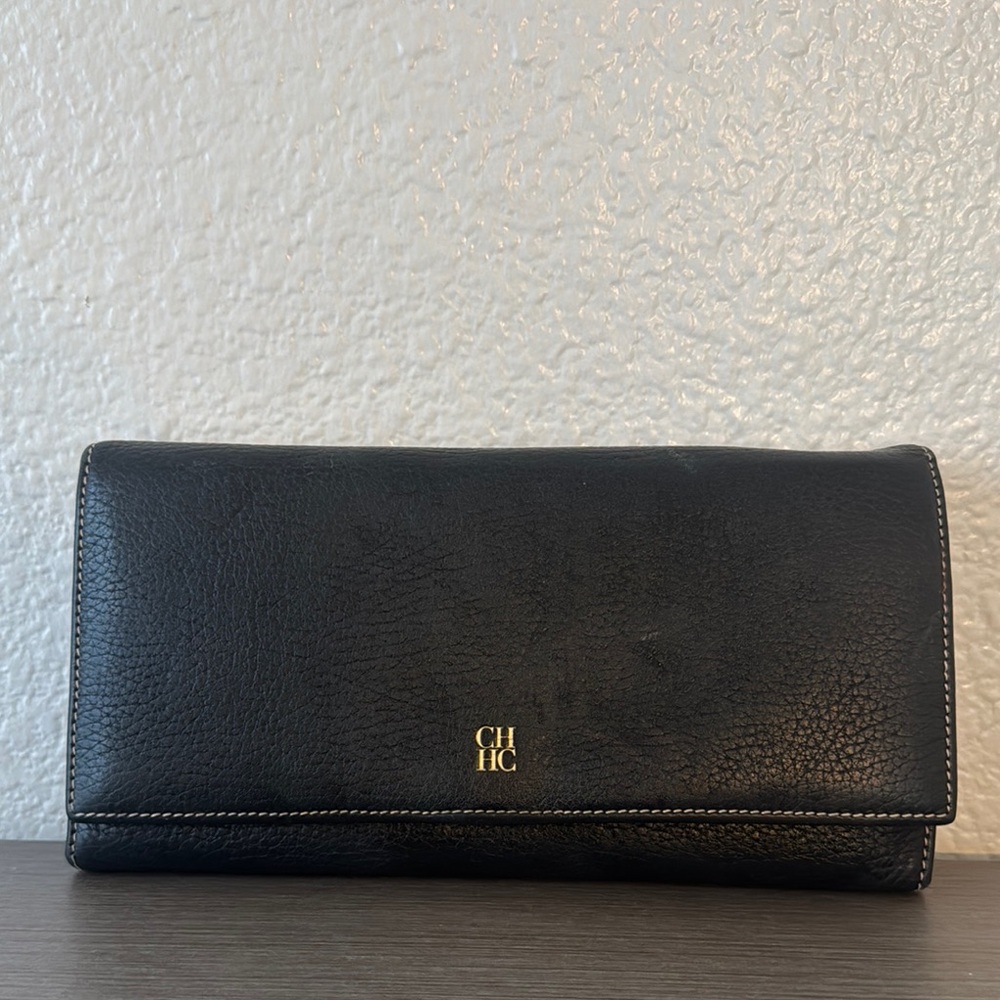 Carolina Herrera Black Leather Wallet